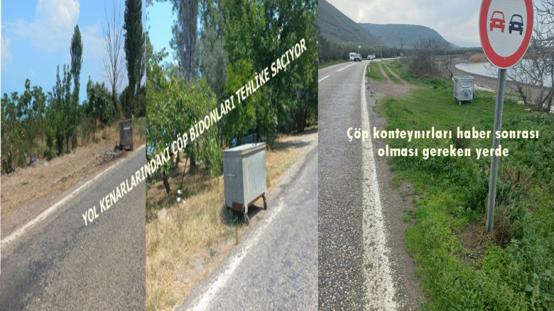 Bursa–İznik Karayolunda Tehlike Oluşturan Konteynerler Yerine Alındı