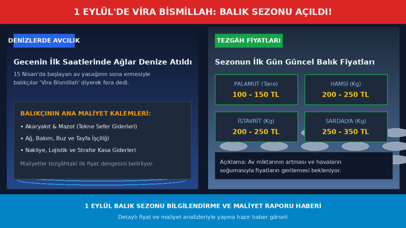 1 EYLÜL AV YASAĞI SONA ERDİ: TEZGÂHLARDA PALAMUT BOLLUĞU VE İLK FİYATLAR!